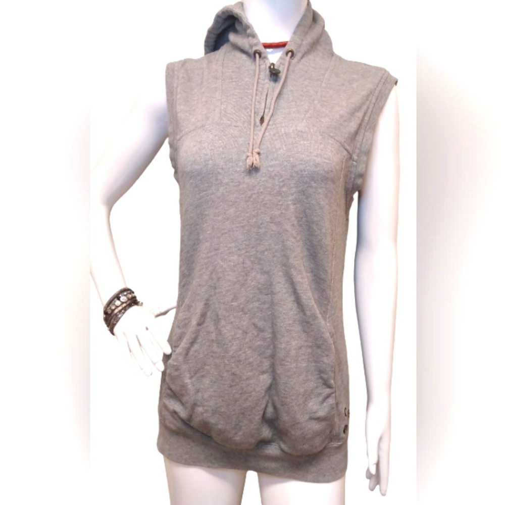 Artizia TNA Women Grey Jersey Hoodie Vest Quarter Zip Logo Size SMALL.